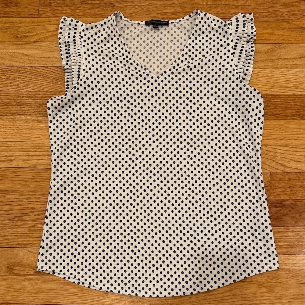 Adrianna Papell Black and White Polka Dot Blouse